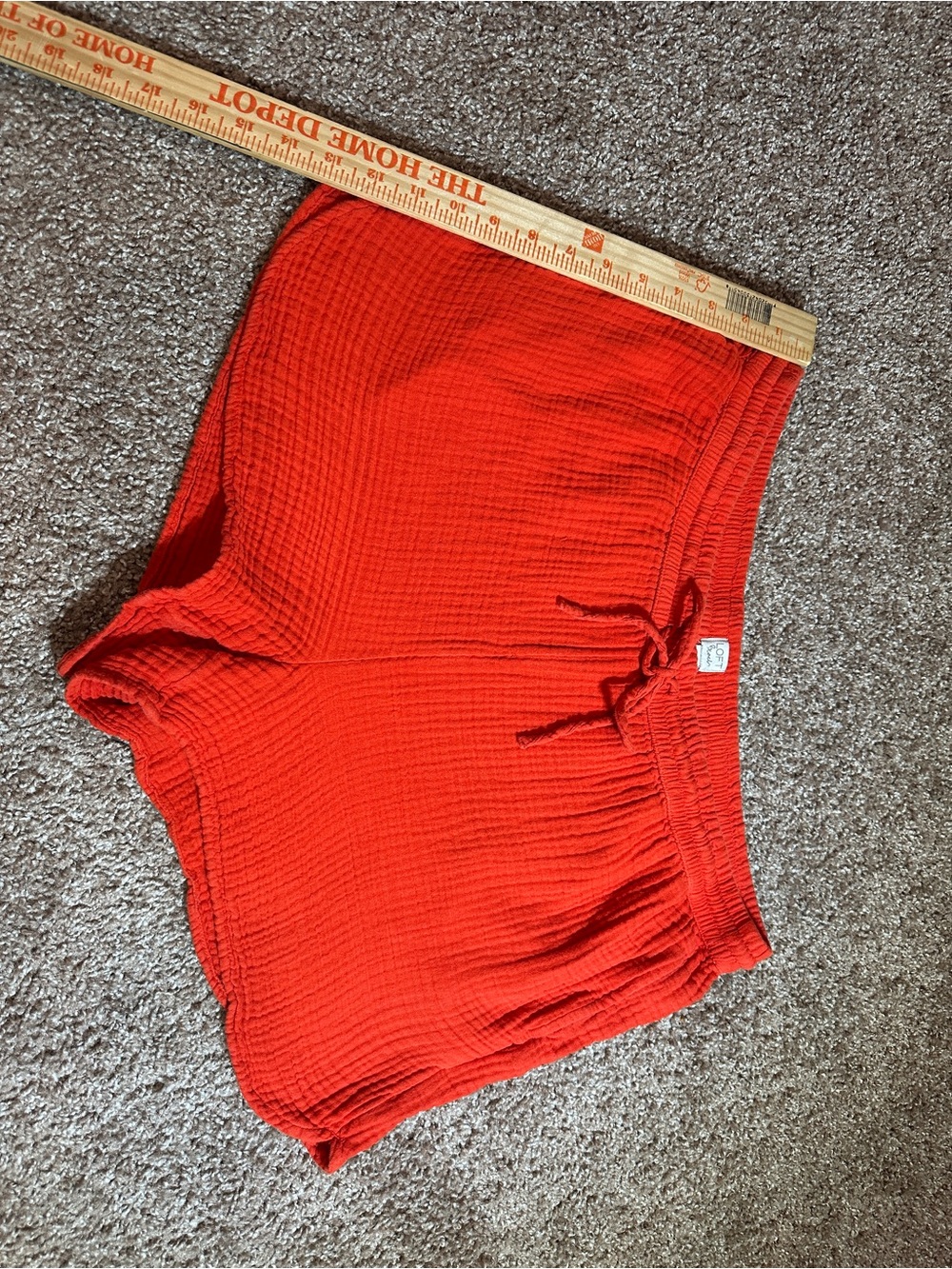 LOFT Red Waffle Drawstring Shorts - Picture 2 of 10